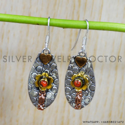 Copper Turquoise 925 Sterling Silver Earrings (SJWE-564)