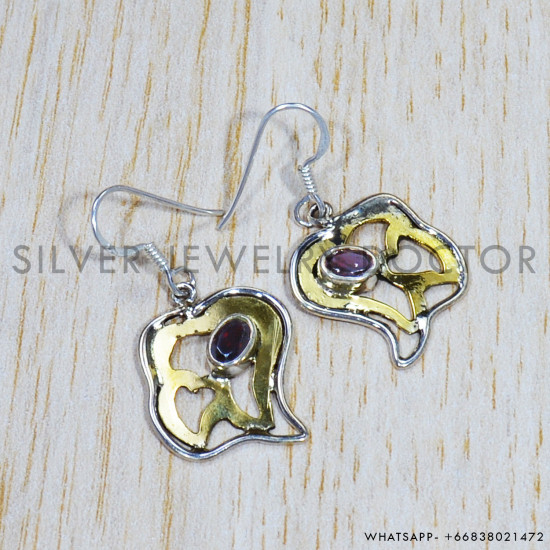 Garnet 925 Sterling Silver Earrings (SJWE-565)