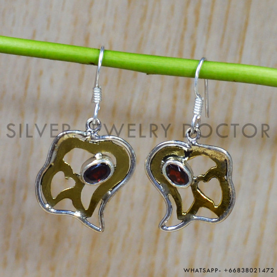 Garnet 925 Sterling Silver Earrings (SJWE-565)