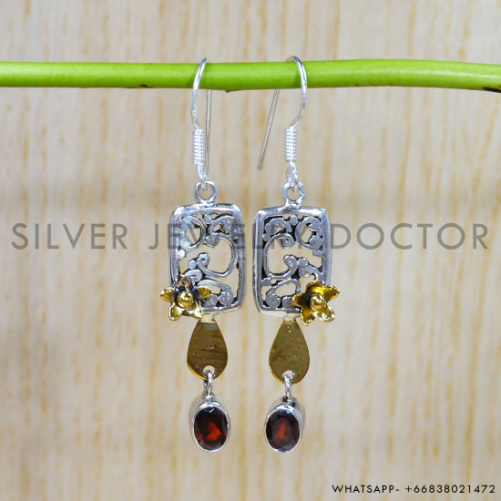 Garnet 925 Sterling Silver Earrings (SJWE-569) Garnet 925 Sterling Silver Earrings (SJWE-569)