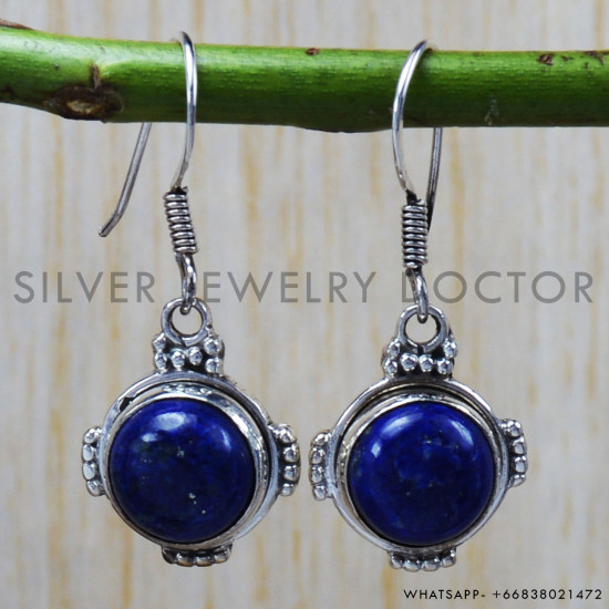 Lapis Lazuli 925 Sterling Silver Earrings (SJWE-57) Lapis Lazuli 925 Sterling Silver Earrings (SJWE-57)
