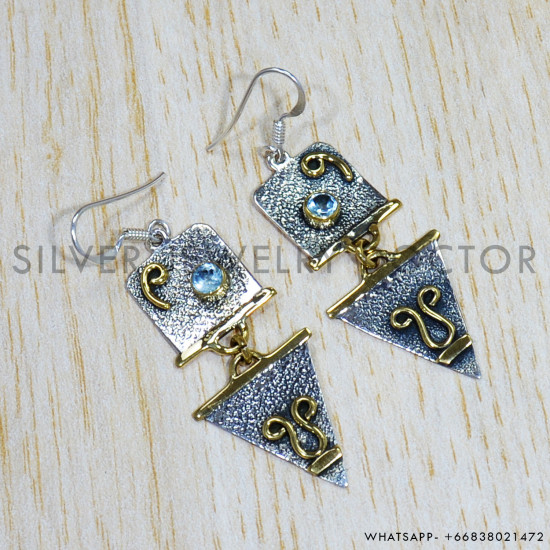 Blue Topaz 925 Sterling Silver Earrings (SJWE-570) Blue Topaz 925 Sterling Silver Earrings (SJWE-570)