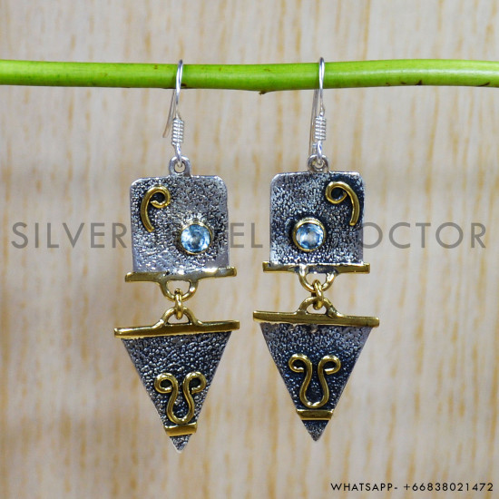 Blue Topaz 925 Sterling Silver Earrings (SJWE-570) Blue Topaz 925 Sterling Silver Earrings (SJWE-570)