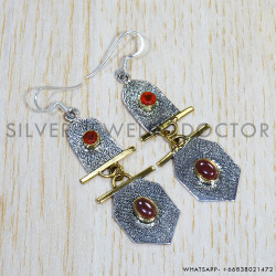 Carnelian 925 Sterling Silver Earrings (SJWE-571)