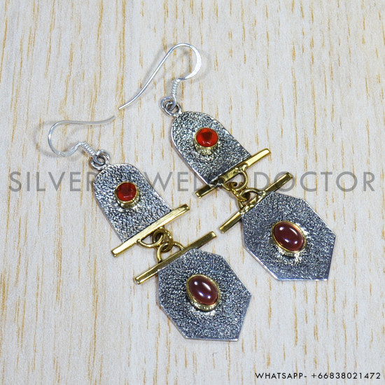 Carnelian 925 Sterling Silver Earrings (SJWE-571)