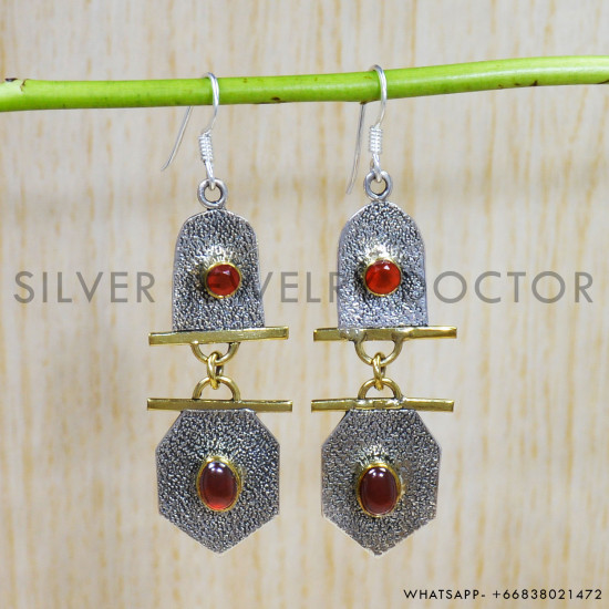 Carnelian 925 Sterling Silver Earrings (SJWE-571)