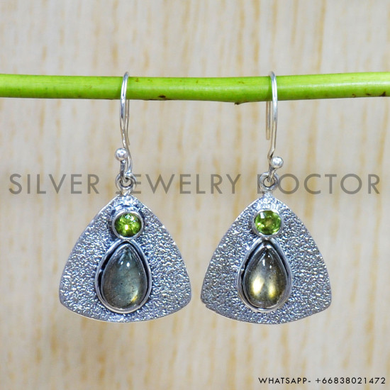 Labradorite 925 Sterling Silver Earrings (SJWE-573)