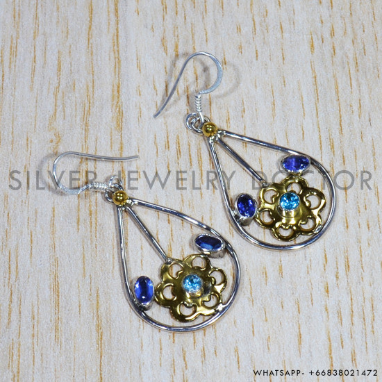 Blue Topaz 925 Sterling Silver Earrings (SJWE-577)