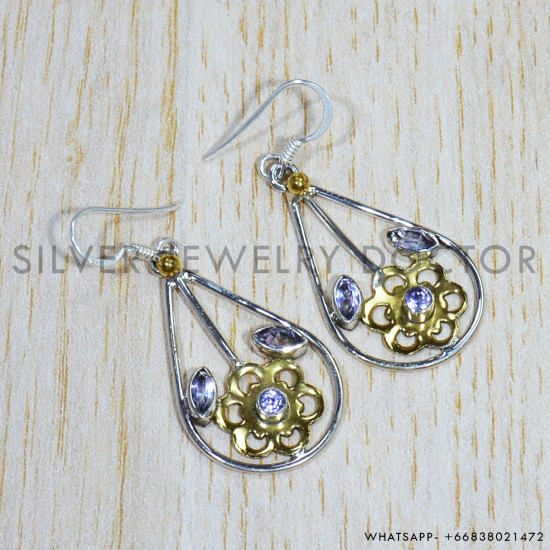 Amethyst 925 Sterling Silver Earrings (SJWE-578)