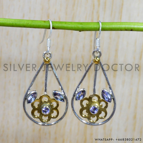 Amethyst 925 Sterling Silver Earrings (SJWE-578)