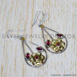 Garnet 925 Sterling Silver Earrings (SJWE-579)
