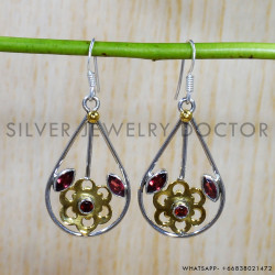 Garnet 925 Sterling Silver Earrings (SJWE-579)