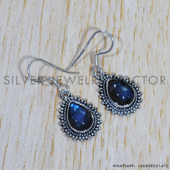 Labradorite 925 Sterling Silver Earrings (SJWE-582)