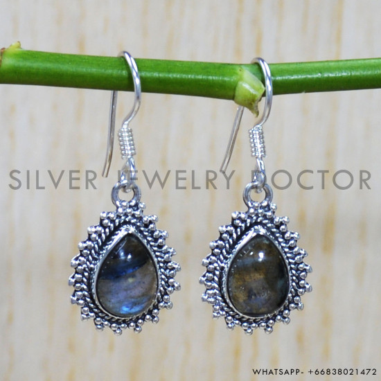Labradorite 925 Sterling Silver Earrings (SJWE-582)