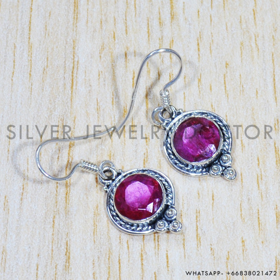 Ruby 925 Sterling Silver Earrings (SJWE-589) Ruby 925 Sterling Silver Earrings (SJWE-589)