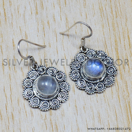 Moonstone 925 Sterling Silver Earrings (SJWE-59) Moonstone 925 Sterling Silver Earrings (SJWE-59)
