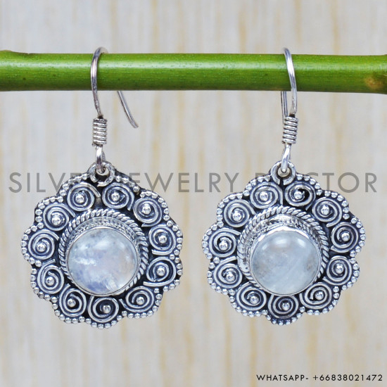 Moonstone 925 Sterling Silver Earrings (SJWE-59) Moonstone 925 Sterling Silver Earrings (SJWE-59)