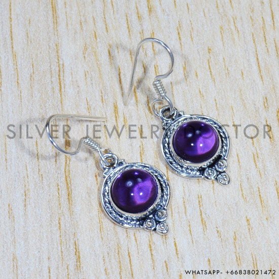 Amethyst 925 Sterling Silver Earrings (SJWE-592)