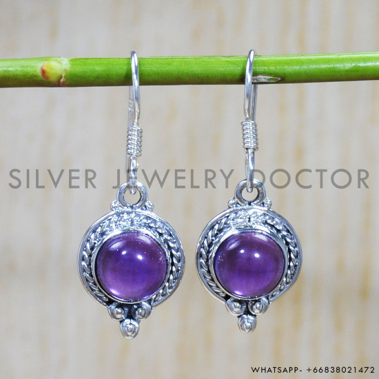 Amethyst 925 Sterling Silver Earrings (SJWE-592)