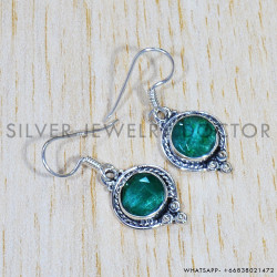 Emerald 925 Sterling Silver Earrings (SJWE-593)