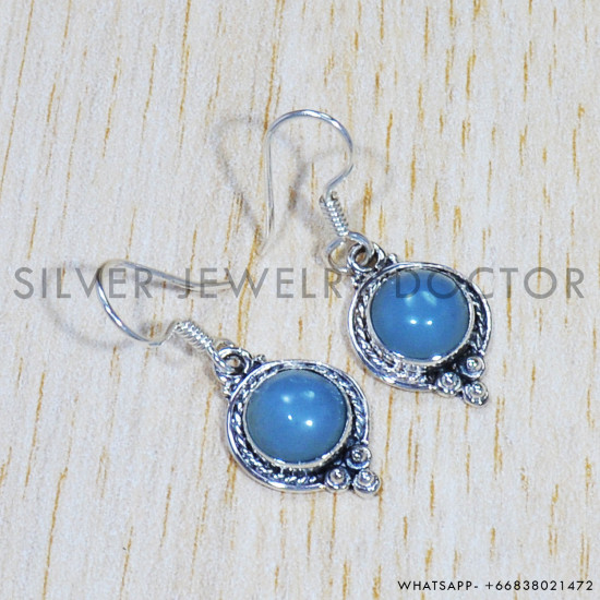 Chalcedony 925 Sterling Silver Earrings (SJWE-596)