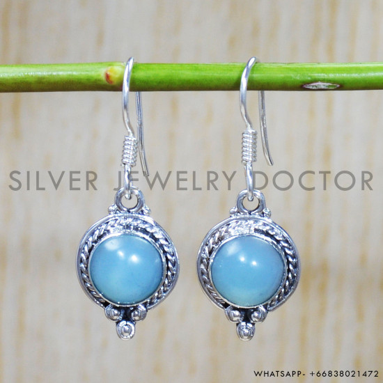 Chalcedony 925 Sterling Silver Earrings (SJWE-596)