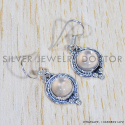 Rose Quartz 925 Sterling Silver Earrings (SJWE-597)