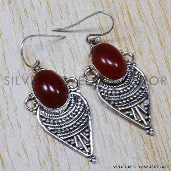 Carnelian 925 Sterling Silver Earrings (SJWE-60) Carnelian 925 Sterling Silver Earrings (SJWE-60)