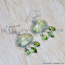 Prehnite 925 Sterling Silver Earrings (SJWE-603) Prehnite 925 Sterling Silver Earrings (SJWE-603)