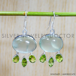 Prehnite 925 Sterling Silver Earrings (SJWE-603)