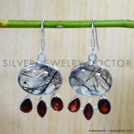 Black Rutile 925 Sterling Silver Earrings (SJWE-606) Black Rutile 925 Sterling Silver Earrings (SJWE-606)