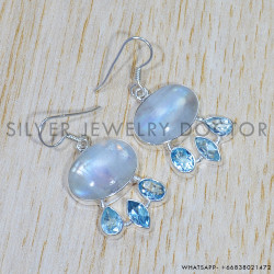 Rainbow Moonstone 925 Sterling Silver Earrings (SJWE-607) Rainbow Moonstone 925 Sterling Silver Earrings (SJWE-607)