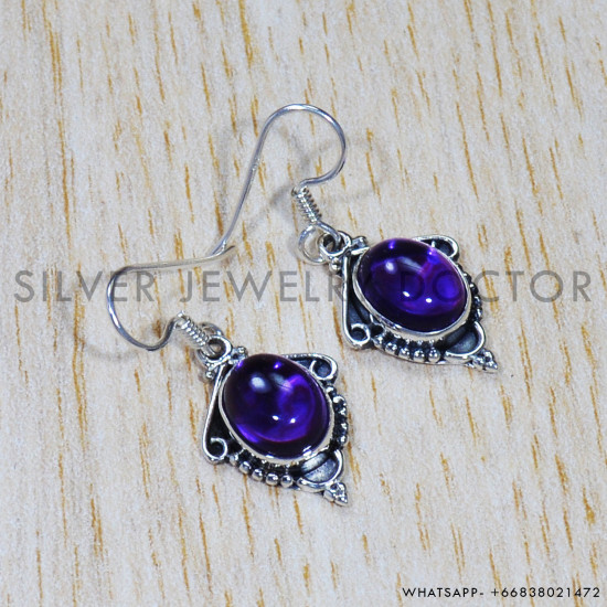 Amethyst 925 Sterling Silver Earrings (SJWE-608)