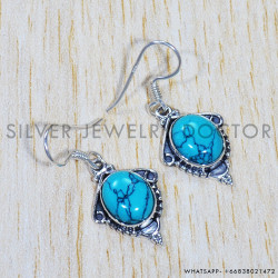 Turquoise 925 Sterling Silver Earrings (SJWE-617)