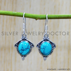 Turquoise 925 Sterling Silver Earrings (SJWE-617)