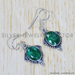 Emerald 925 Sterling Silver Earrings (SJWE-618)