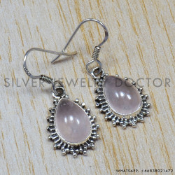 Rose Quartz 925 Sterling Silver Earrings (SJWE-62)