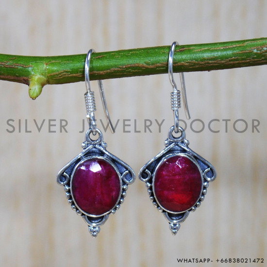 Ruby 925 Sterling Silver Earrings (SJWE-620)