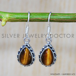 Tiger Eye 925 Sterling Silver Earrings (SJWE-624)