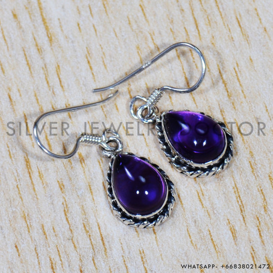 Amethyst 925 Sterling Silver Earrings (SJWE-626)