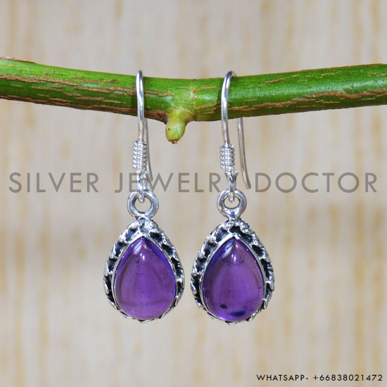 Amethyst 925 Sterling Silver Earrings (SJWE-626)