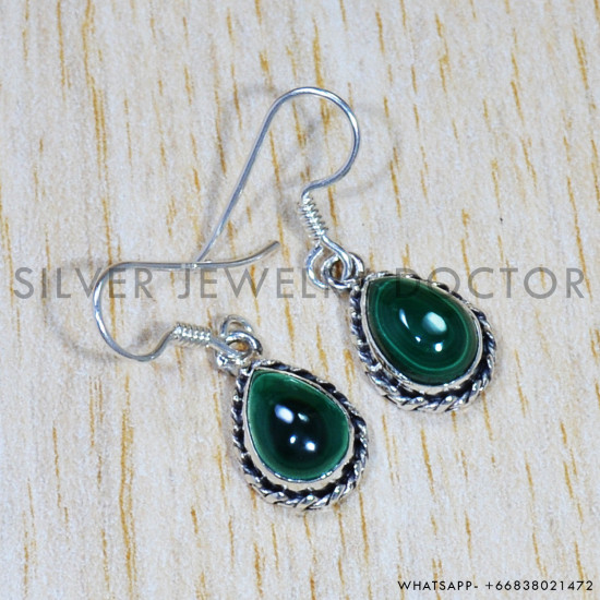 Malachite 925 Sterling Silver Earrings (SJWE-630)