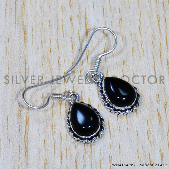 Black Onyx 925 Sterling Silver Earrings (SJWE-631)
