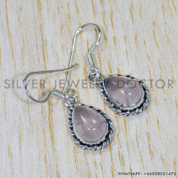 Rose Quartz 925 Sterling Silver Earrings (SJWE-636) Rose Quartz 925 Sterling Silver Earrings (SJWE-636)
