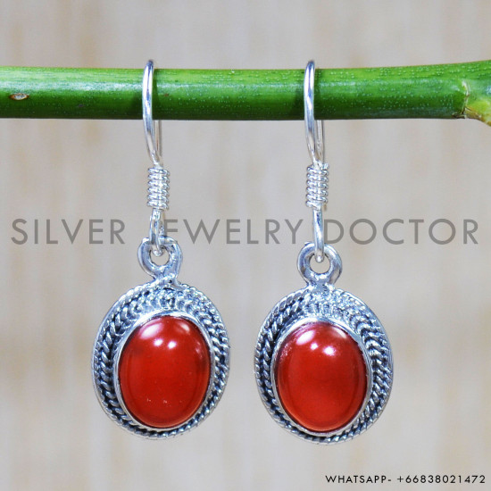 Carnelian 925 Sterling Silver Earrings (SJWE-642) Carnelian 925 Sterling Silver Earrings (SJWE-642)