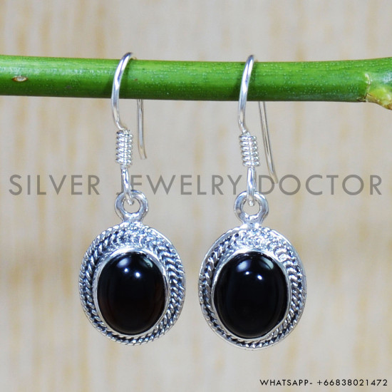 Black Onyx 925 Sterling Silver Earrings (SJWE-644)