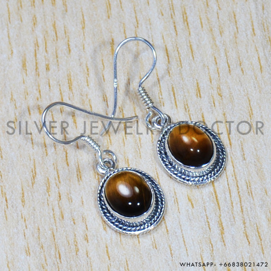 Tiger Eye 925 Sterling Silver Earrings (SJWE-646) Tiger Eye 925 Sterling Silver Earrings (SJWE-646)