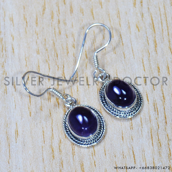 Amethyst 925 Sterling Silver Earrings (SJWE-647)