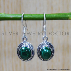 Malachite 925 Sterling Silver Earrings (SJWE-648)