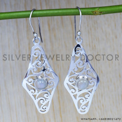 Rainbow Moonstone 925 Sterling Silver Earrings (SJWE-65)